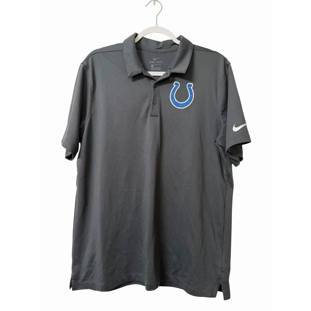 Nike Dri Fit Indianapolis Colts Polo Shirt Men's Large Gray NFL Performance Golf